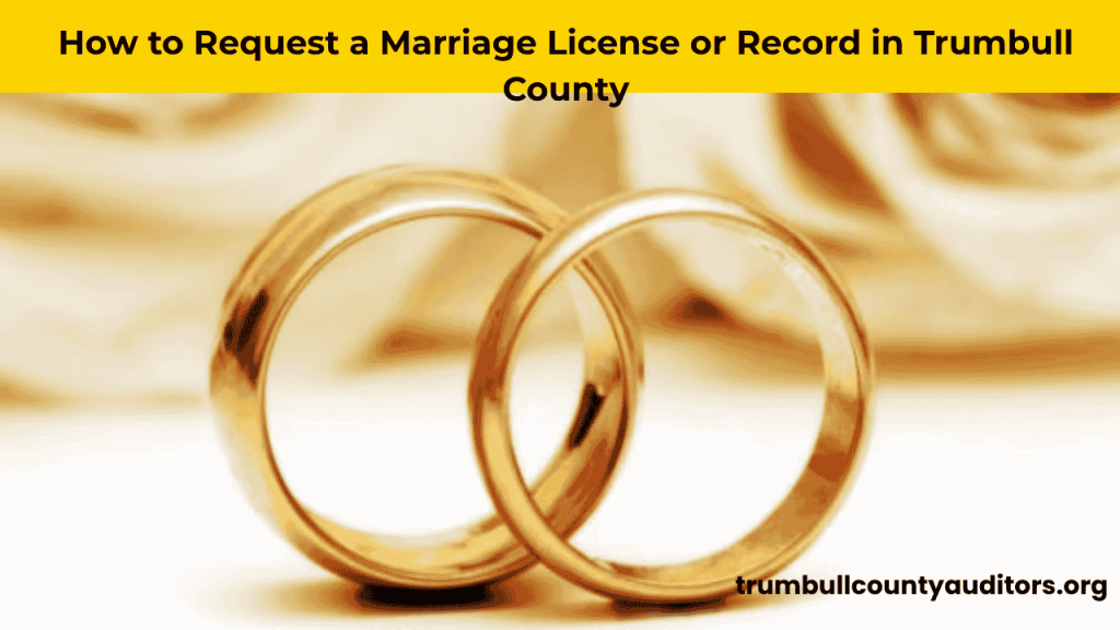 How to Request a Marriage License or Record in Trumbull County showing application forms and courthouse services.